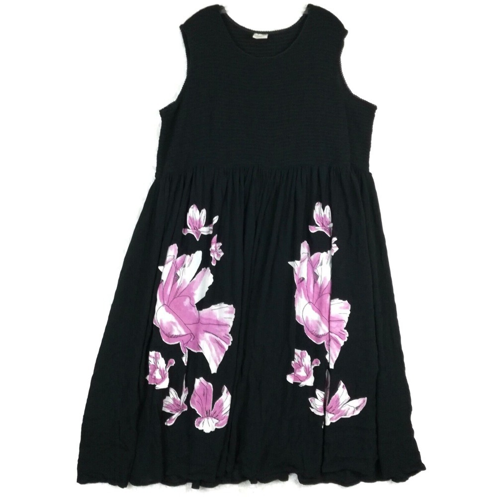 Bedford Fair Womens Dress Maxi Black Floral Lily‎ Sleeveless Plus 2X